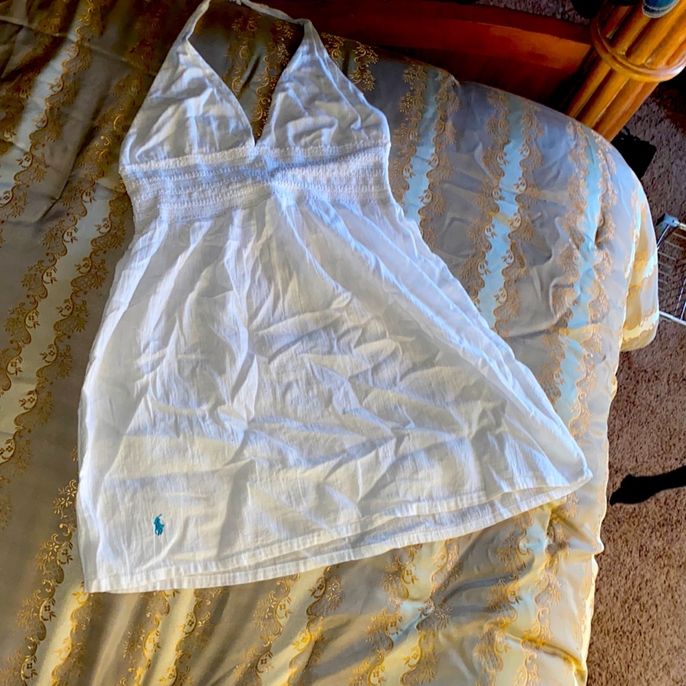 Ralph Lauren White Halter Dress Size Large
